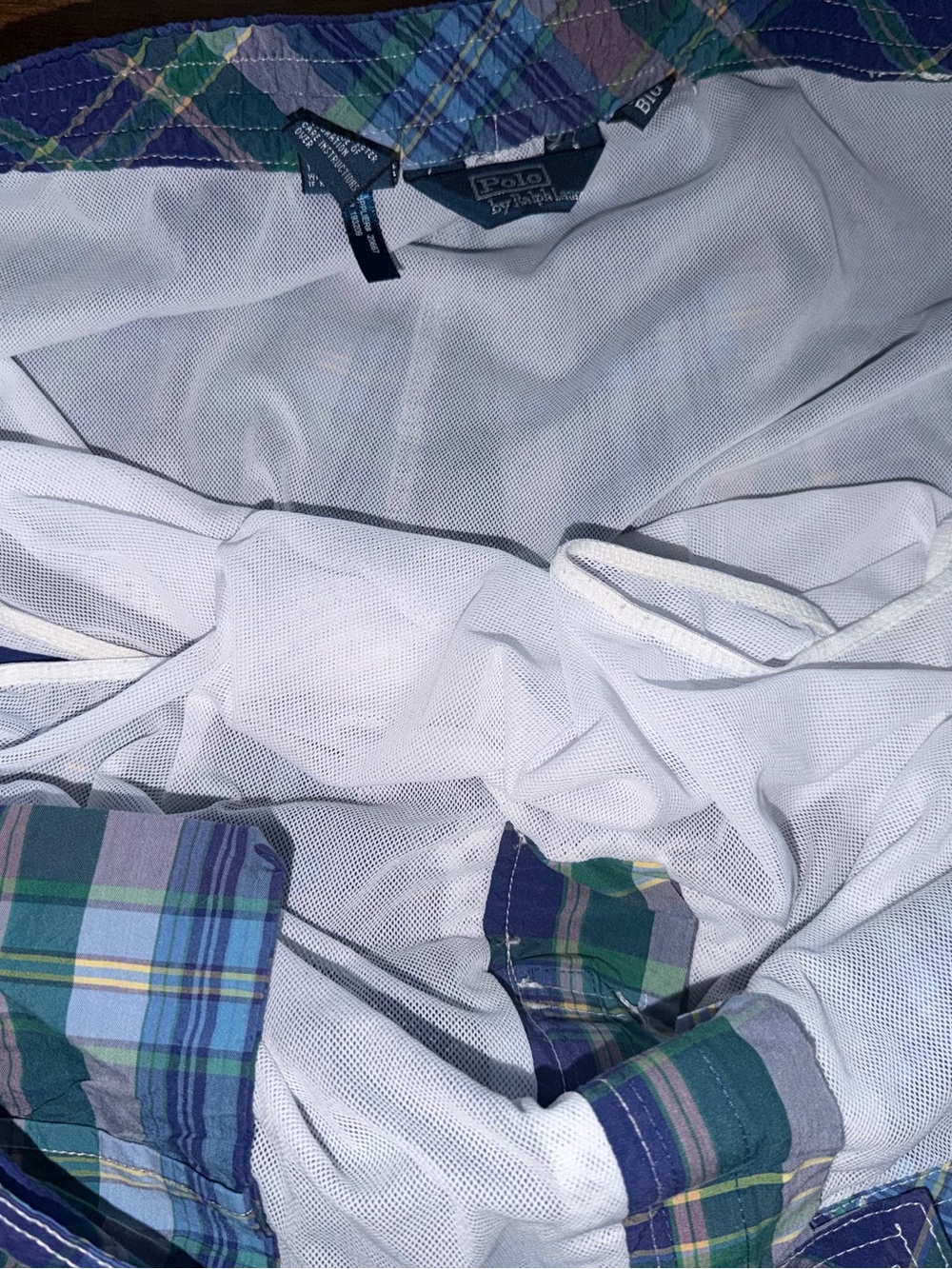 Polo Ralph Lauren Swim Shorts Mens 3XB Big Blue Plaid Trunks Pockets - Picture 6 of 10